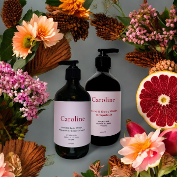 Set of 2 Hand & Body Washes  490ml+490ml  Peppermint & Dark Cedar + Grapefruit